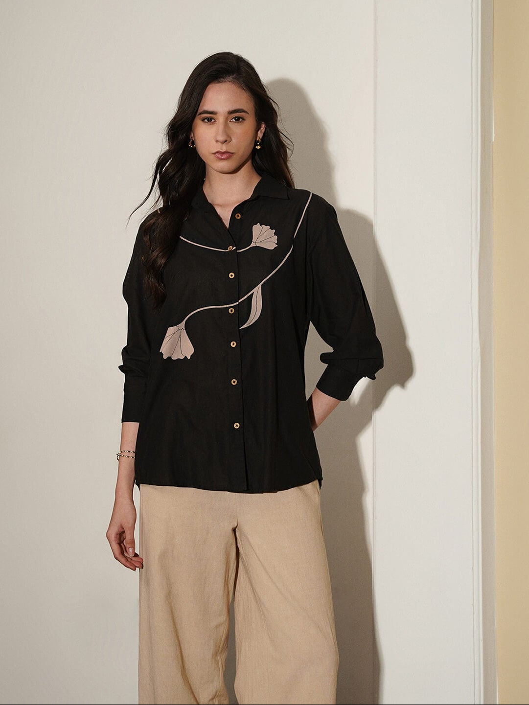 Cotton Floral Co-ord Set - Black