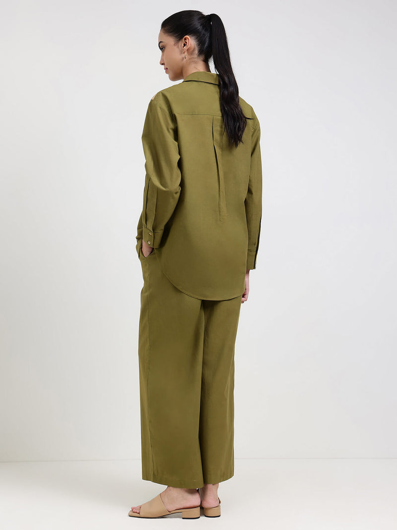 Cotton Floral Co-ord Set - Olive