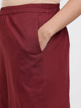 Cotton Floral Co-ord Set - Maroon