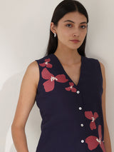 Cotton Floral Co-ord Set - Navy Blue