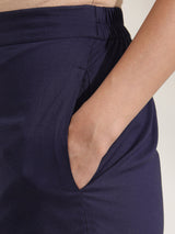 Cotton Floral Co-ord Set - Navy Blue