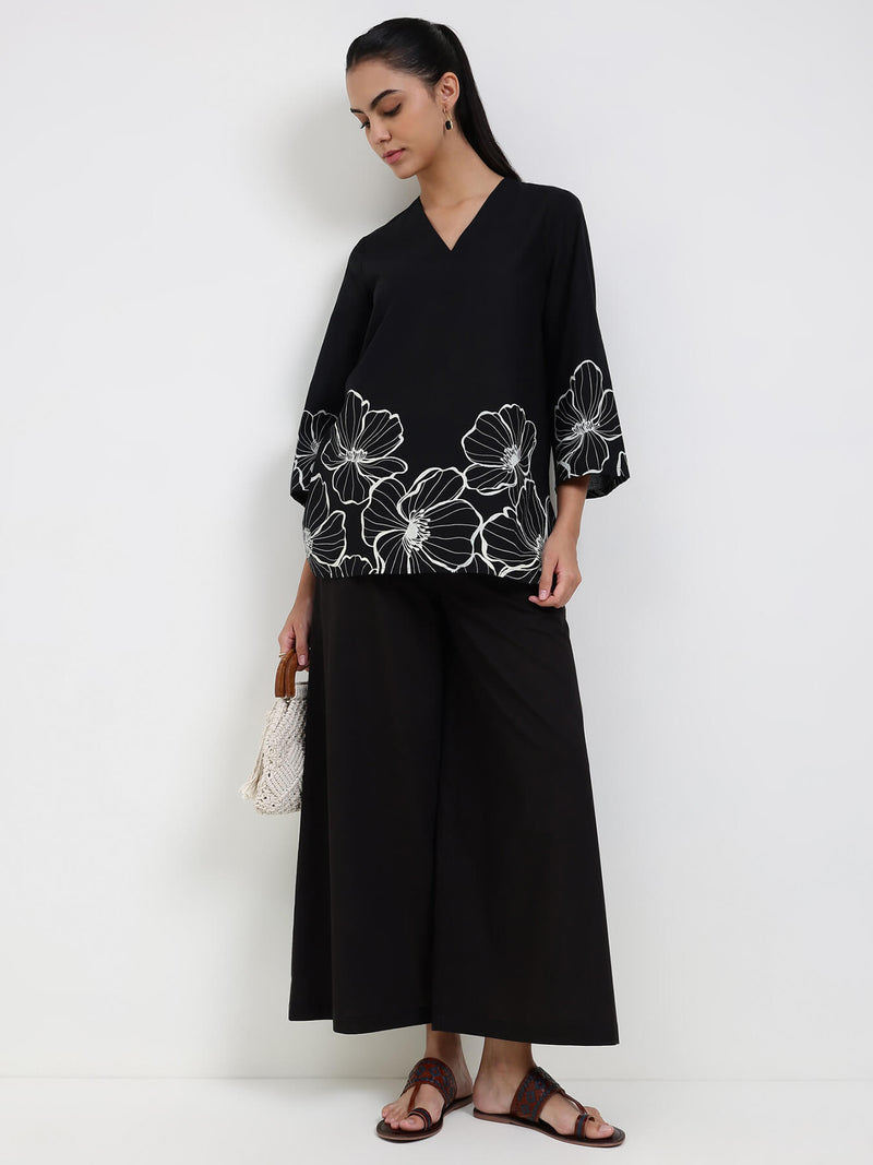 Cotton Floral Co-ord Set - Black