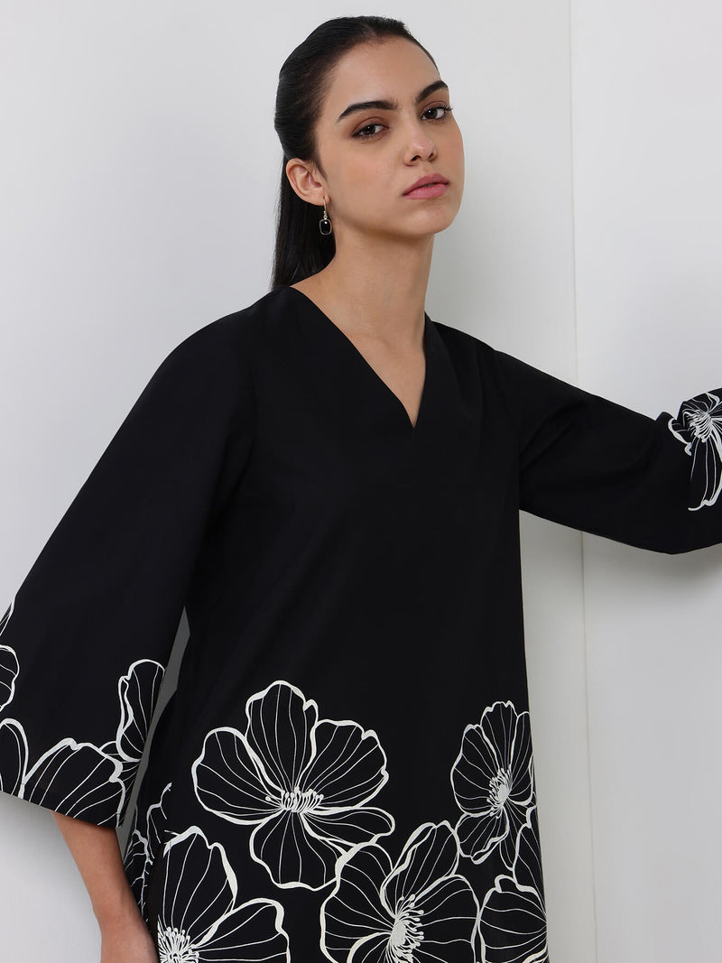 Cotton Floral Co-ord Set - Black