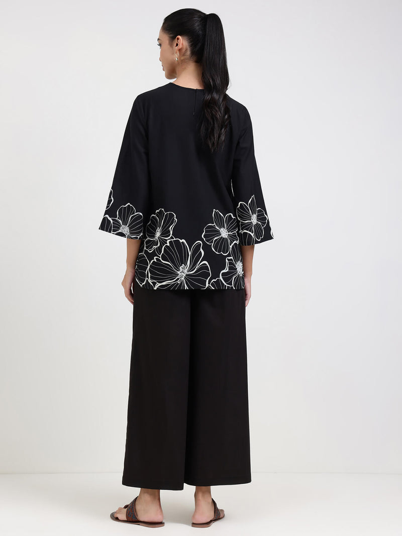 Cotton Floral Co-ord Set - Black