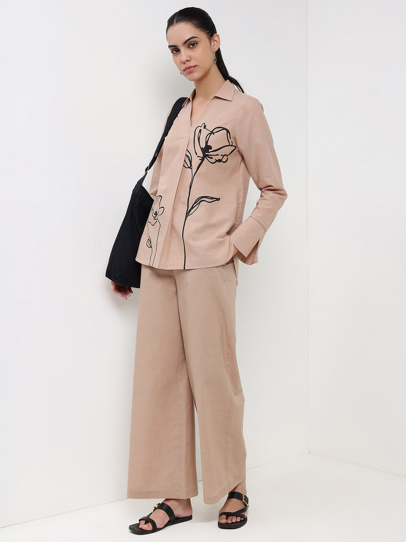 Cotton Floral Co-ord Set - Beige