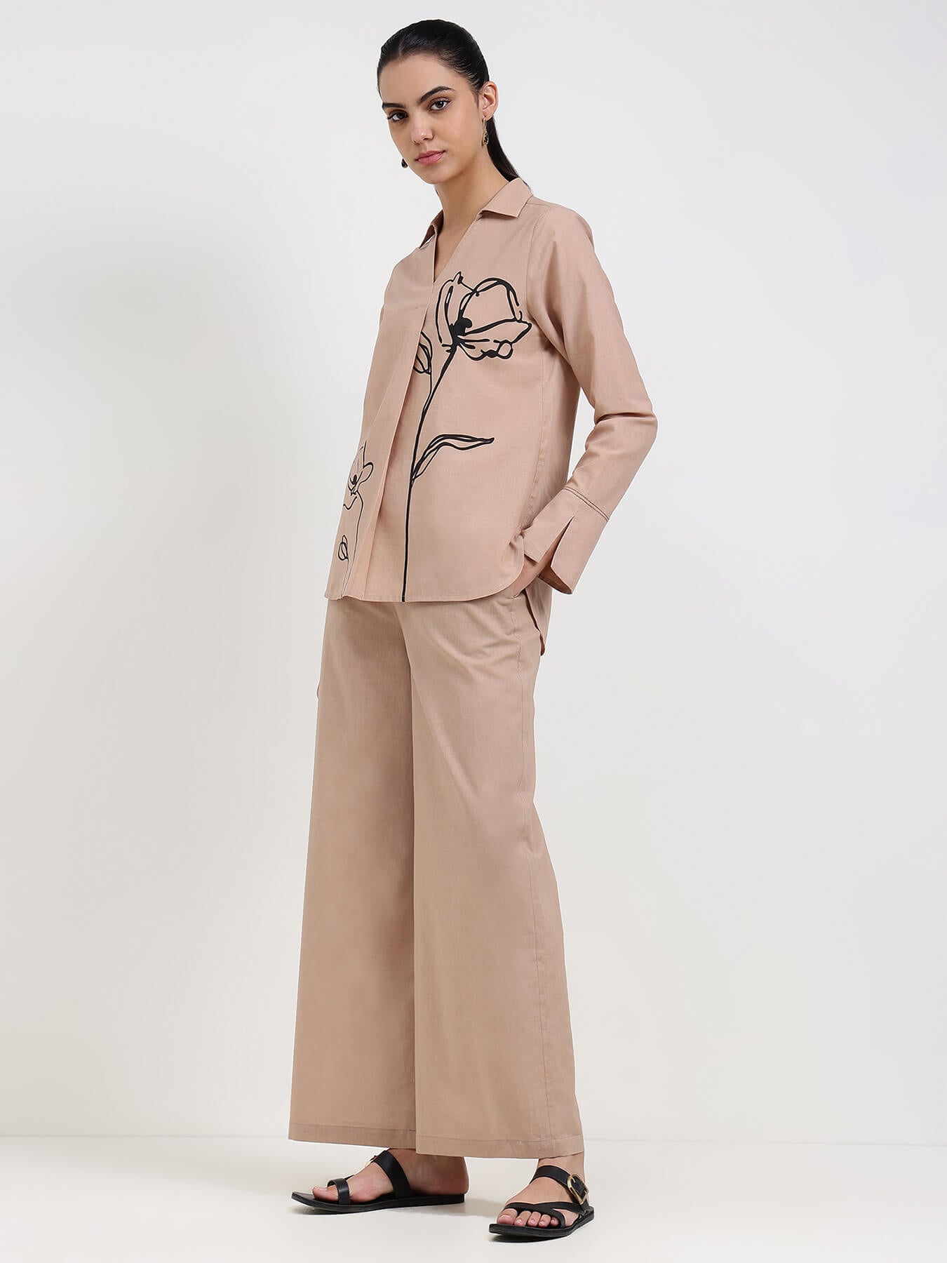 Cotton Floral Co-ord Set - Beige