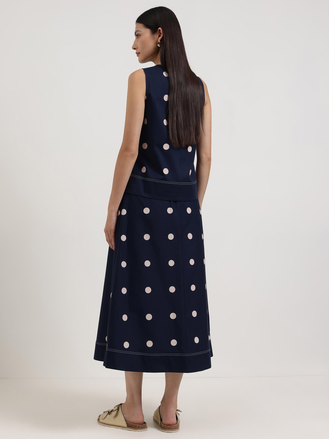 Cotton Polka Co-Ord Set - Navy Blue