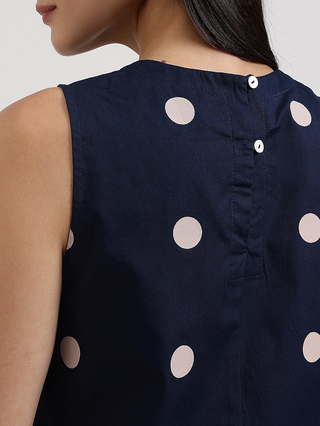Cotton Polka Co-ord Set - Navy Blue