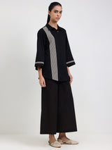 Cotton Striped Co-ord Set - Black