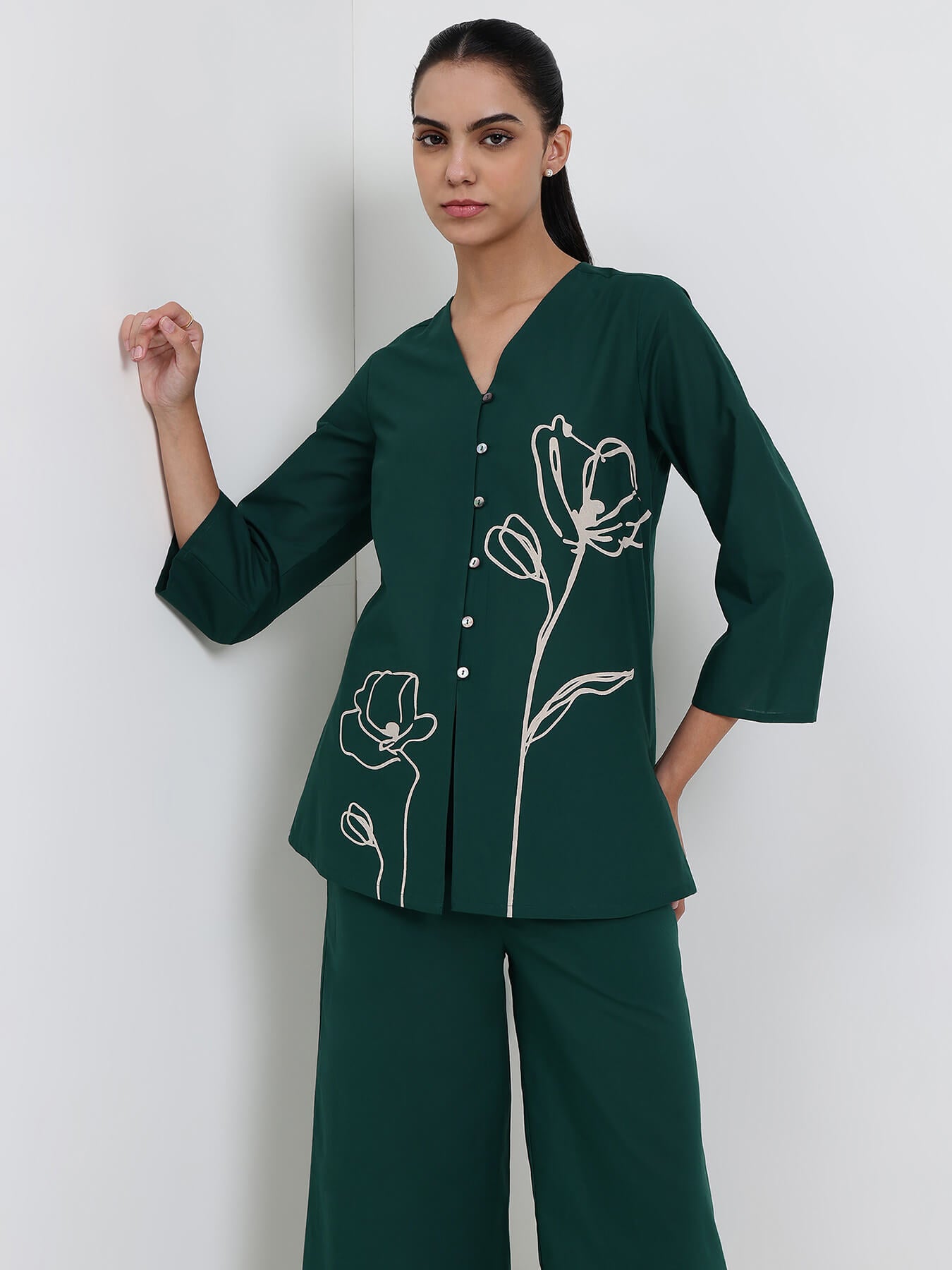Cotton Floral Co-ord Set - Green