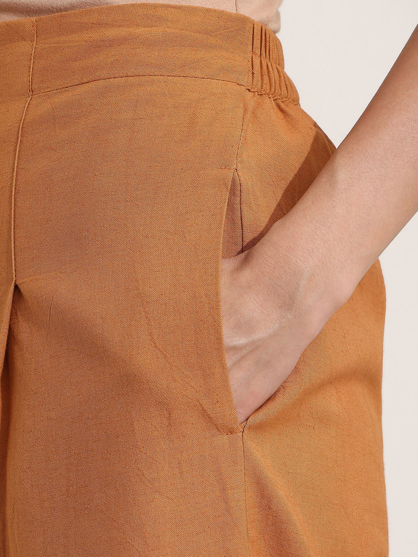 Linen Blend Solid Co-ord Set - Mustard