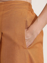 Linen Blend Solid Co-ord Set - Mustard