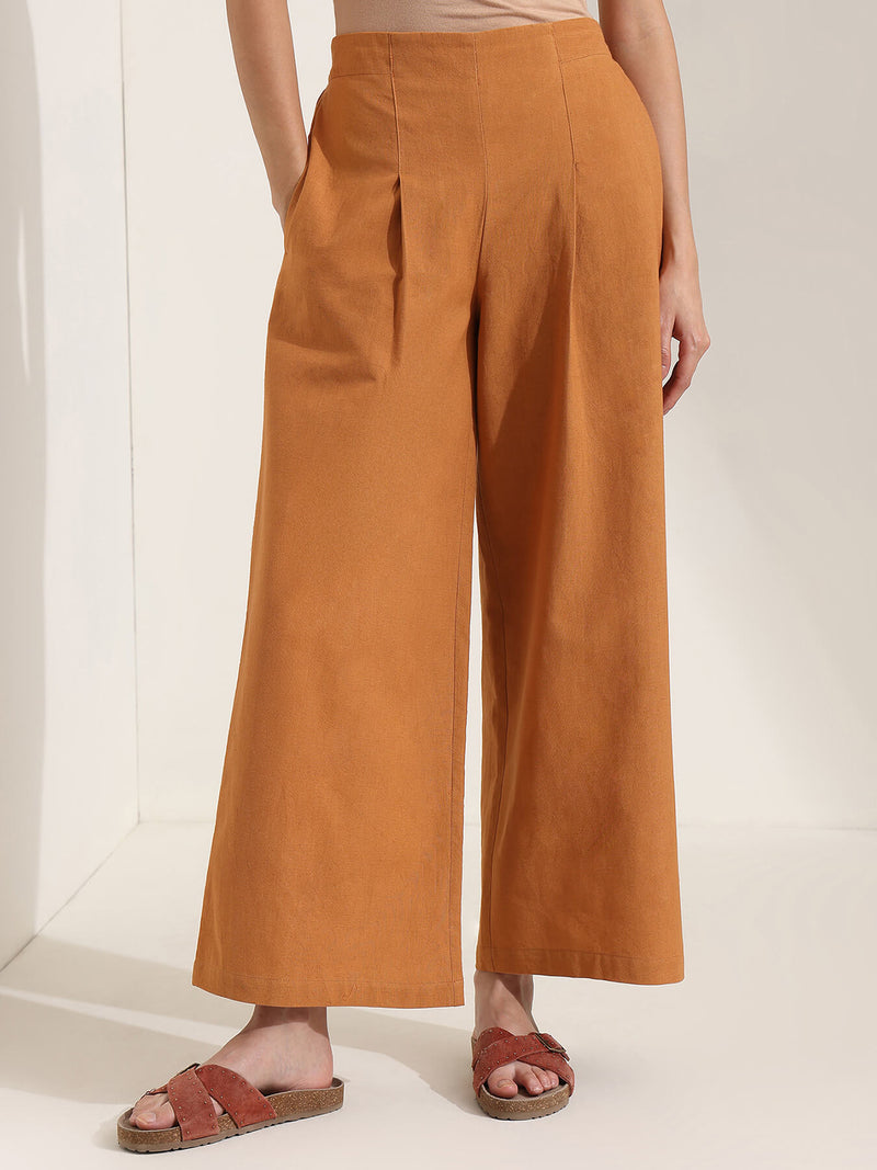 Linen Blend Solid Co-ord Set - Mustard