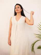 Cotton Khadi Solid Co-ord Set - Off White