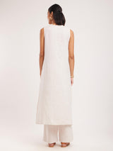 Cotton Khadi Solid Co-ord Set - Off White