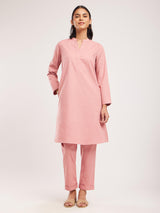 Cotton Solid Co-ord Set - Pink