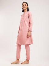 Cotton Solid Co-ord Set - Pink