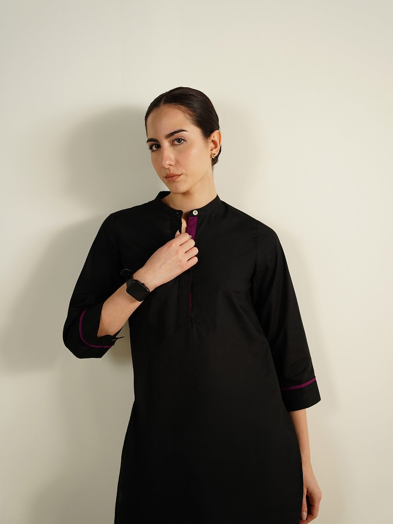 Cotton Solid Classic Co-Ord Set - Black