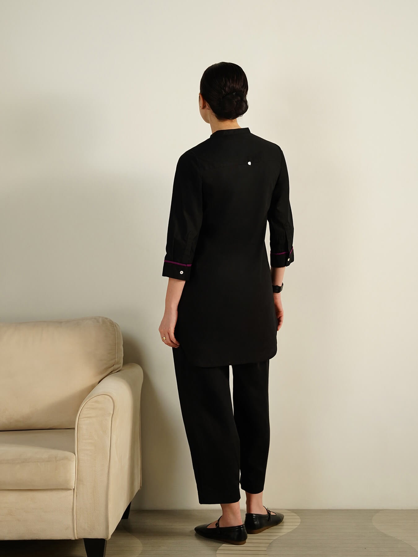 Cotton Solid Classic Co-Ord Set - Black