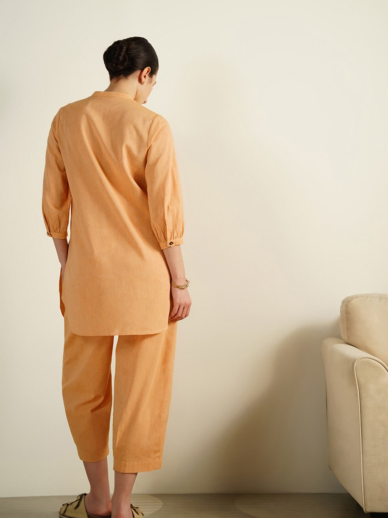 Cotton Woven Design Co-Ord Set - Yellow