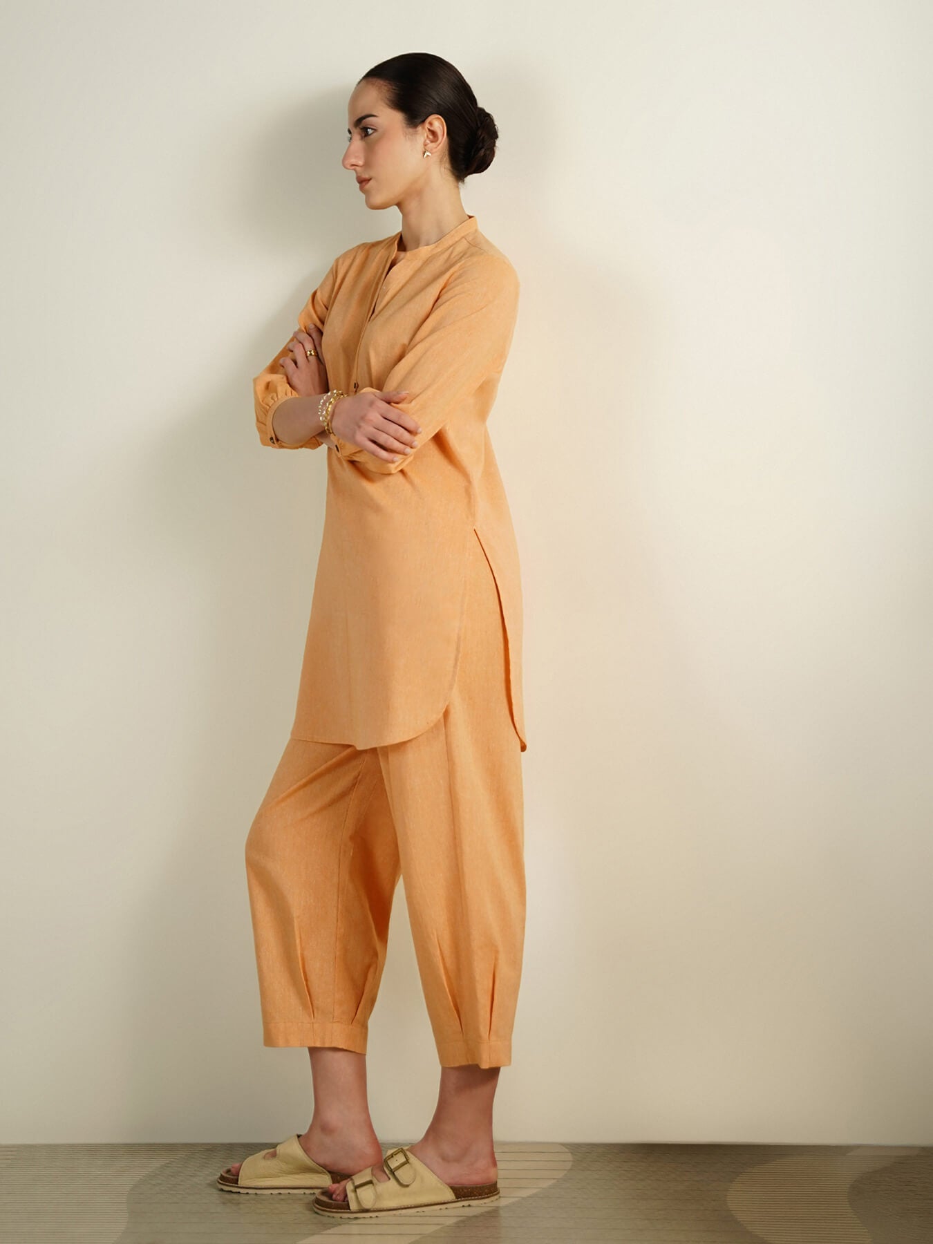 Cotton Woven Design Co-Ord Set - Yellow