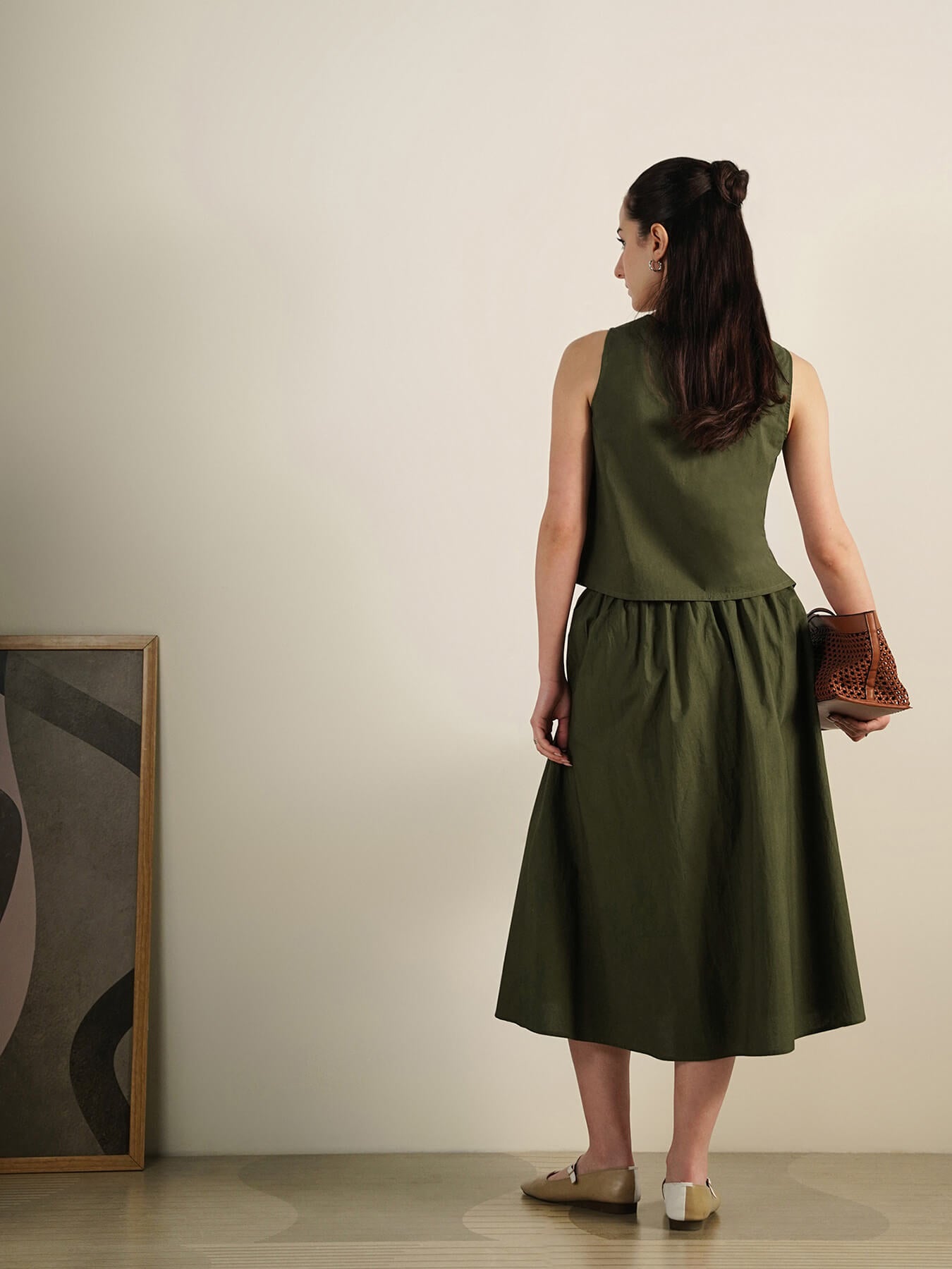 Cotton Solid Co-Ord Set - Olive