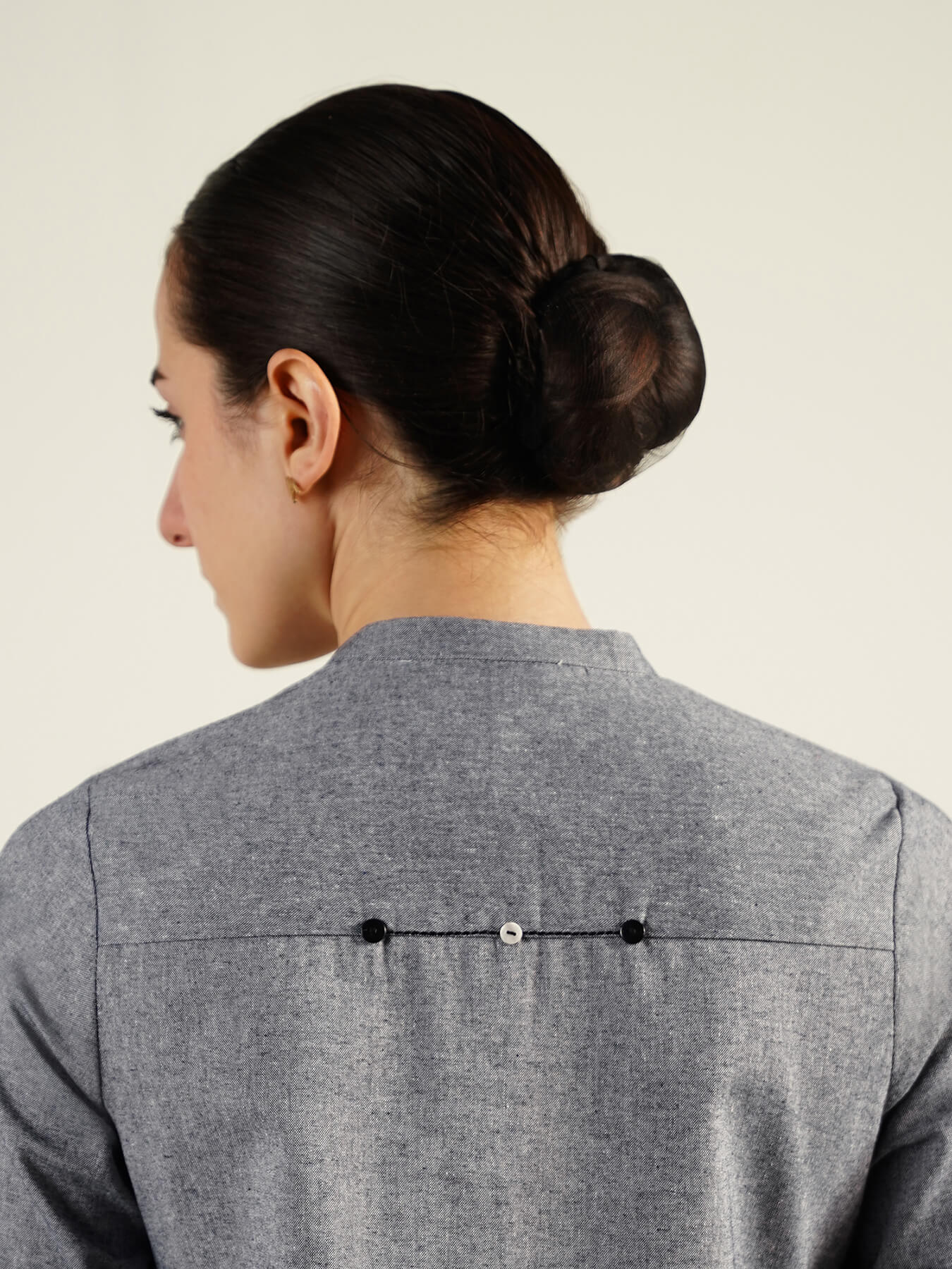 Cotton Woven Design Mandarin Collar Co-Ord Set - Grey