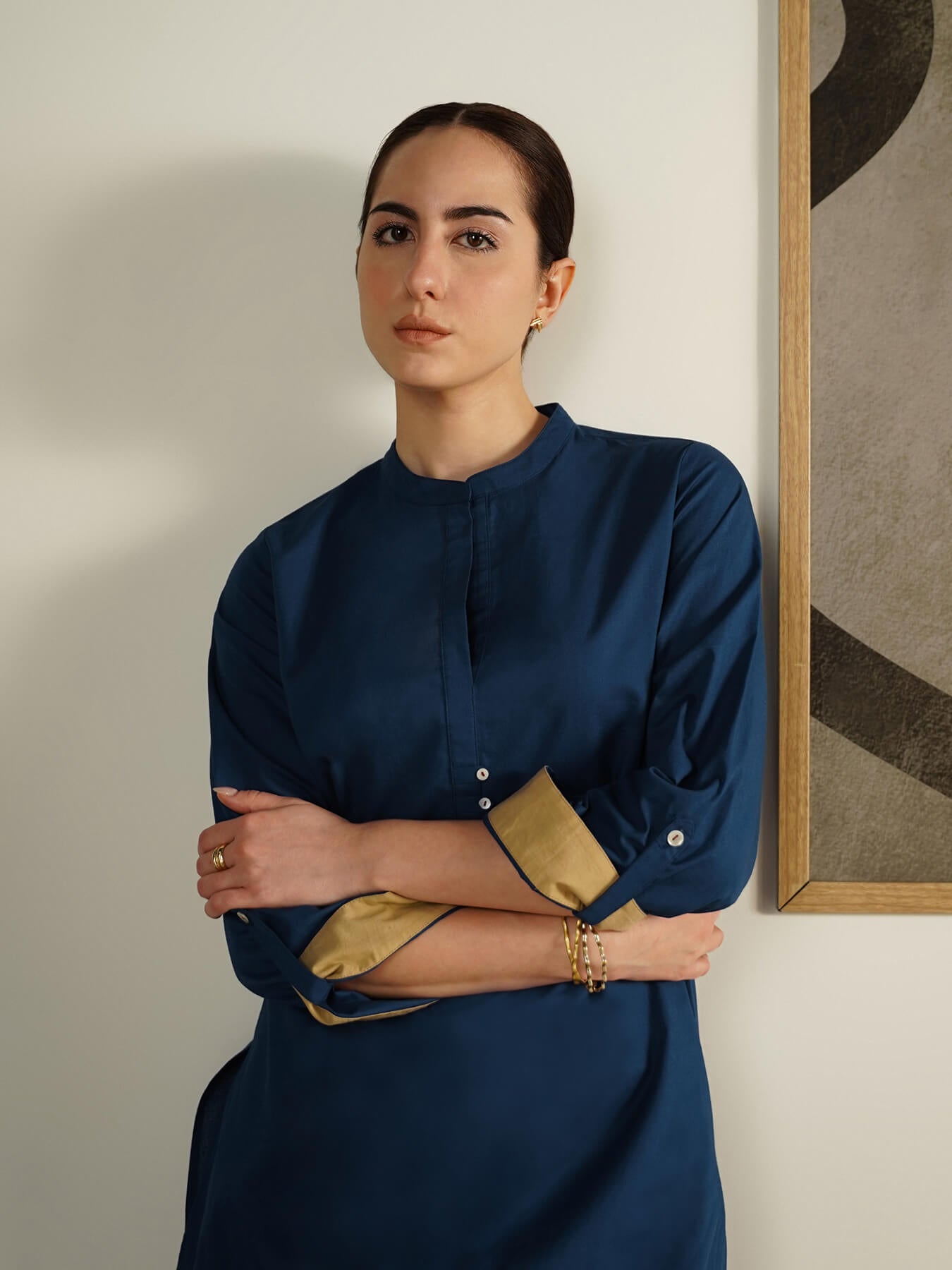 Cotton Solid Regular Fit Co-Ord Set - Blue