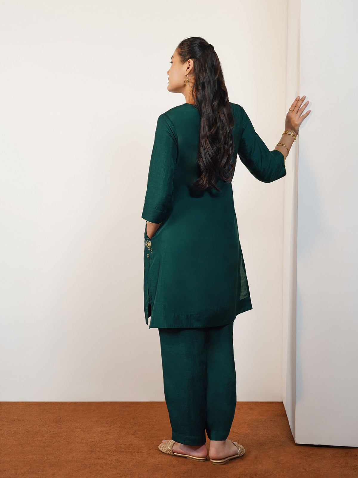 Silk Blend Floral Co-ord Set - Green