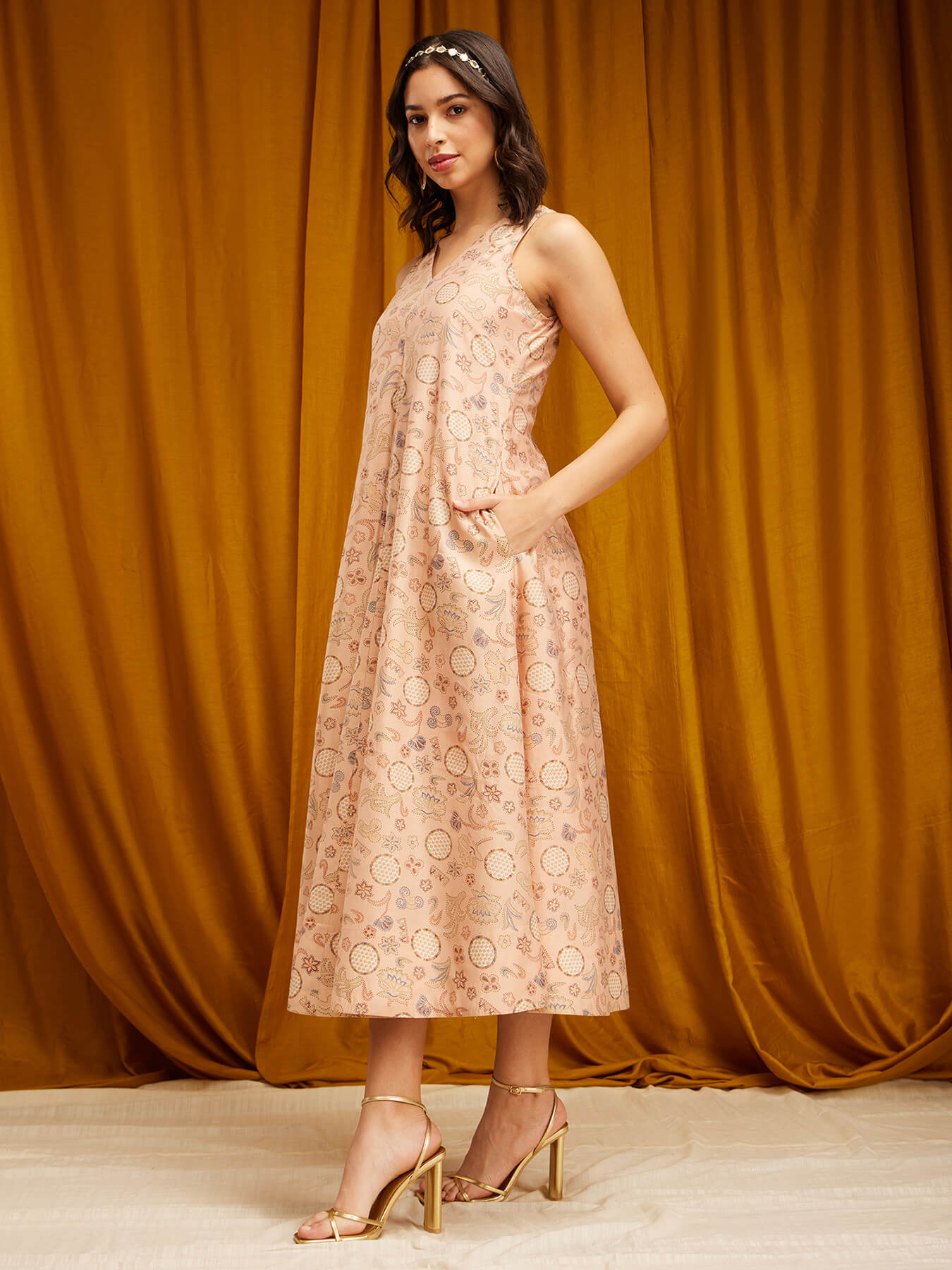 Chanderi Maxi Dress - Pink