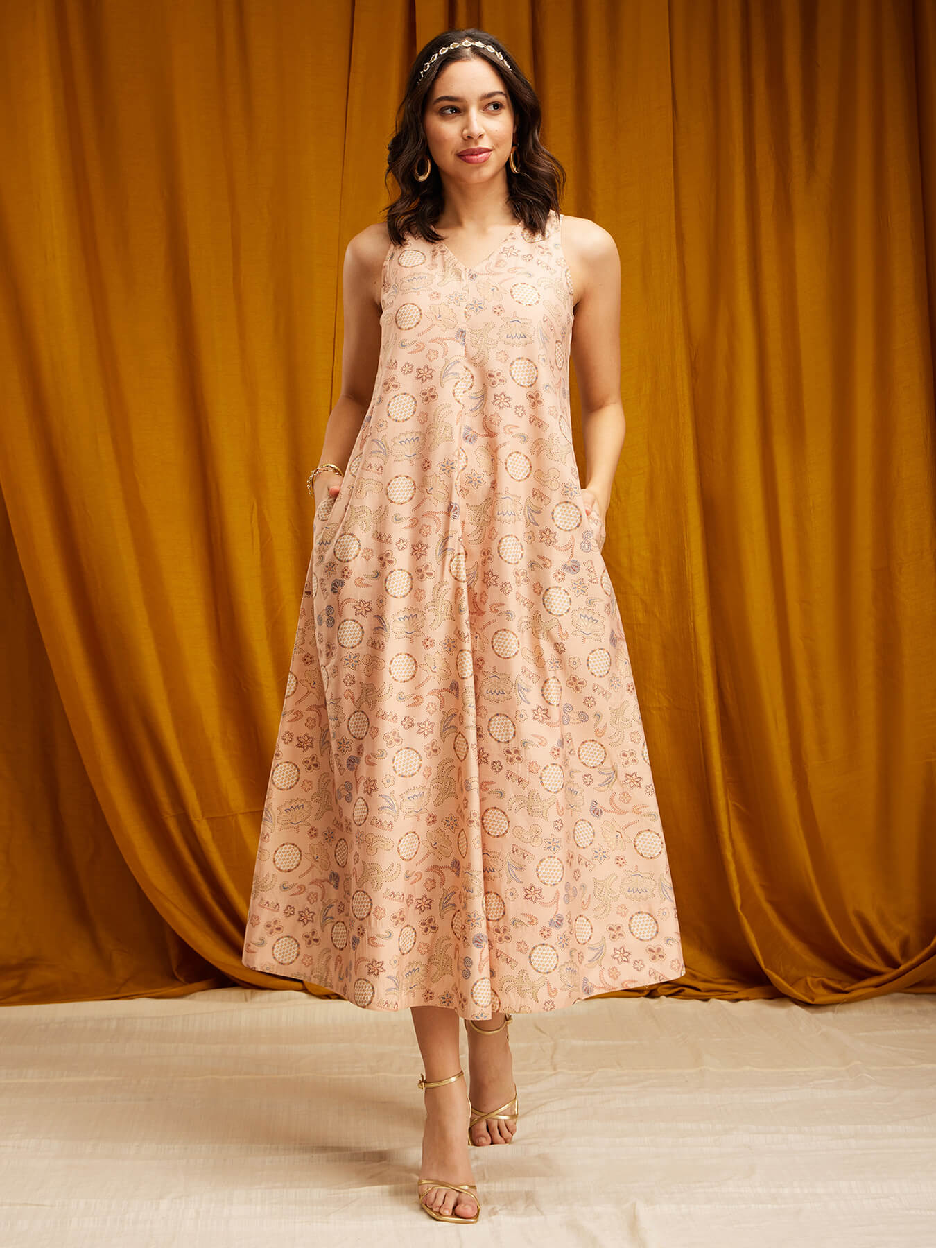 Chanderi Maxi Dress - Pink