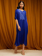 Satin Solid Relaxed Dress - Blue