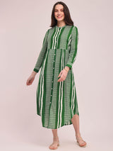 Cotton Geometric Print Shirt Dress - Green