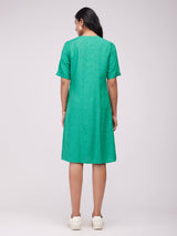 Rayon Solid Woven Dress - Green