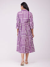 Cotton Dabu Stripe Play Dress - Purple