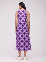 Cotton Geometric A-Line Dress - Lavender