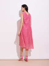 Chanderi Ethnic Motif Dress - Pink