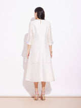 Chanderi Solid A Line Dress - Off-White