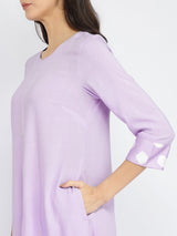 Rayon Solid & Polka A-Line Dress - Lavender