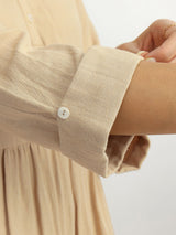 Rayon Solid Fit & Flare Dress - Khaki