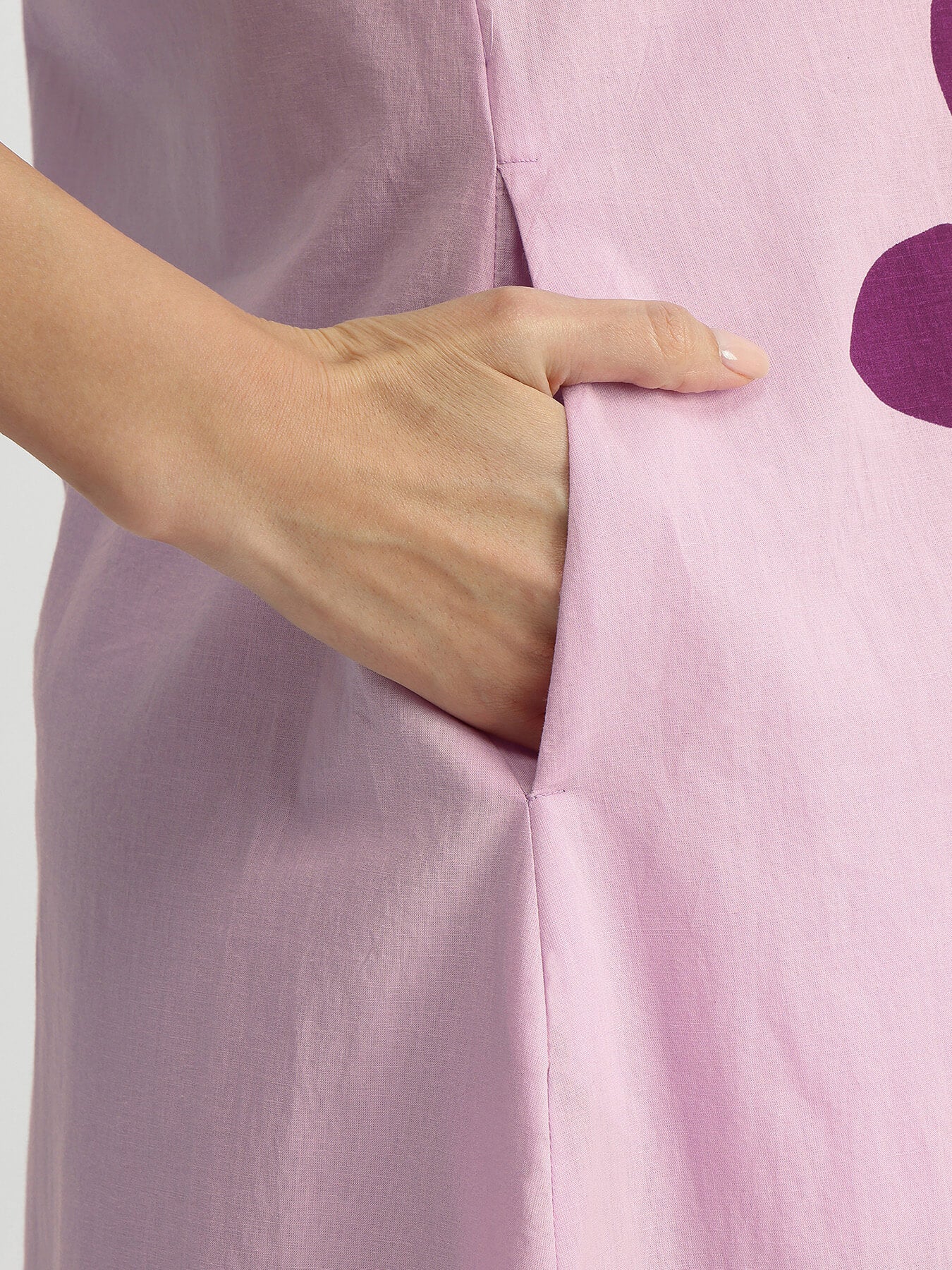 Cotton Floral Placement Print Dress - Purple