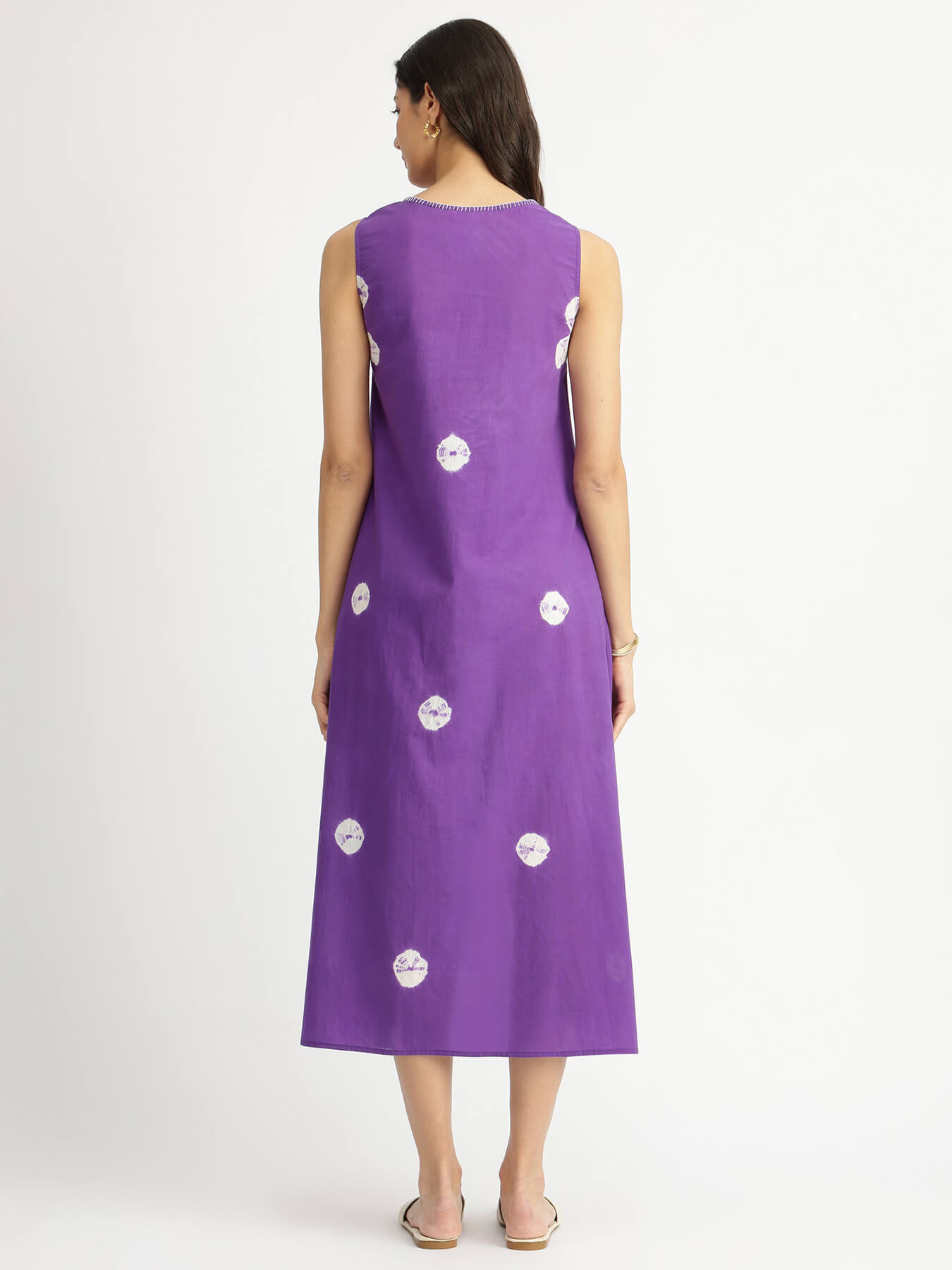 Cotton Bandhani Tie & Dye Dress - Purple