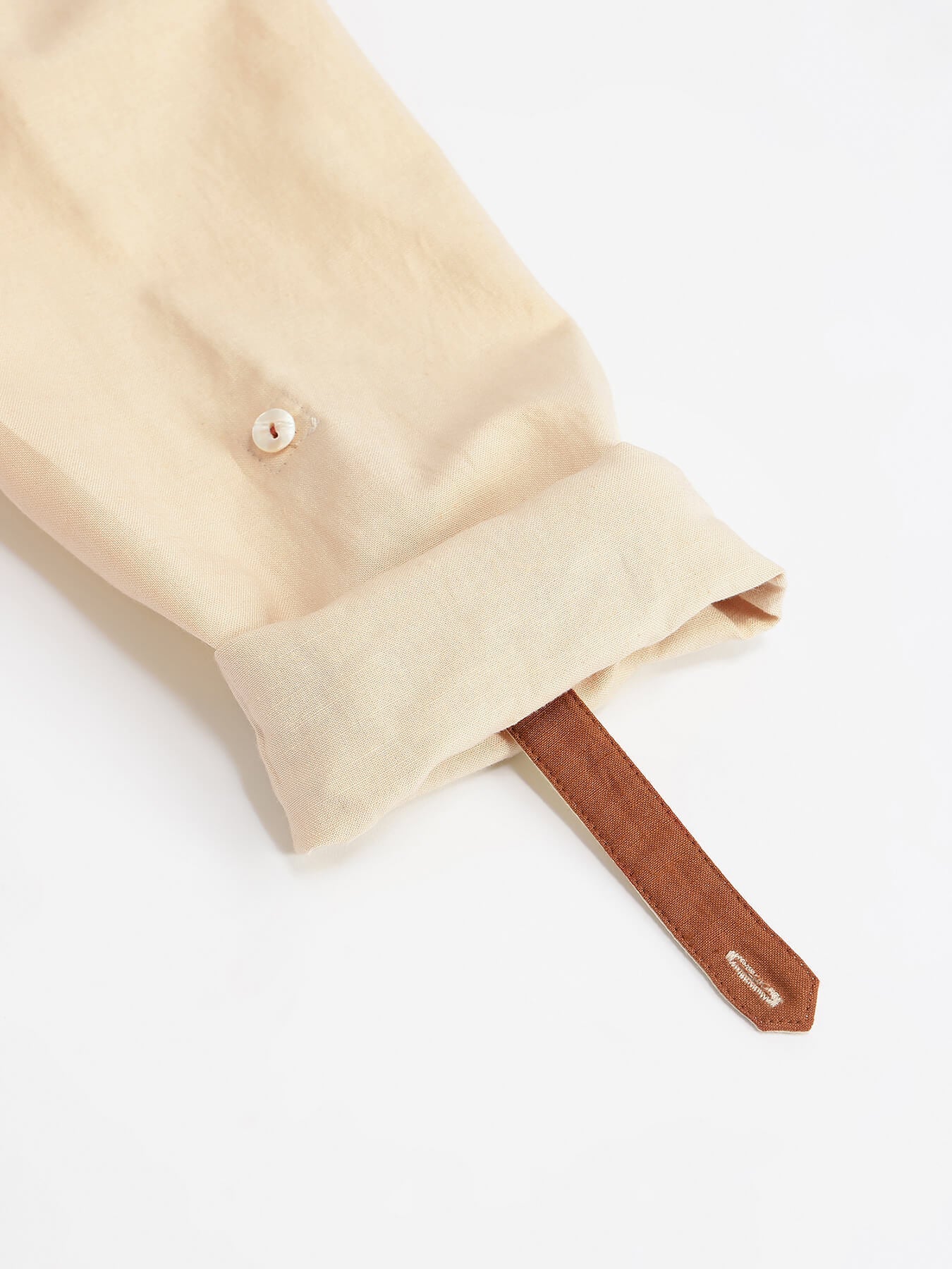 Linen Blend Solid Shirt Dress - Beige