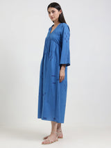 Cotton Geometric Print Dress - Blue