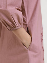 Cotton Floral Placement Print Dress - Pink