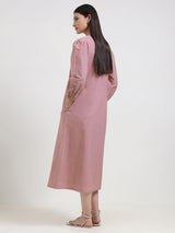 Cotton Floral Placement Print Dress - Pink