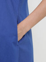 Cotton Colourblock A-Line Dress - Blue