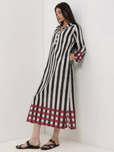 Cotton Stripe Play Shirt Dress - Black & Red