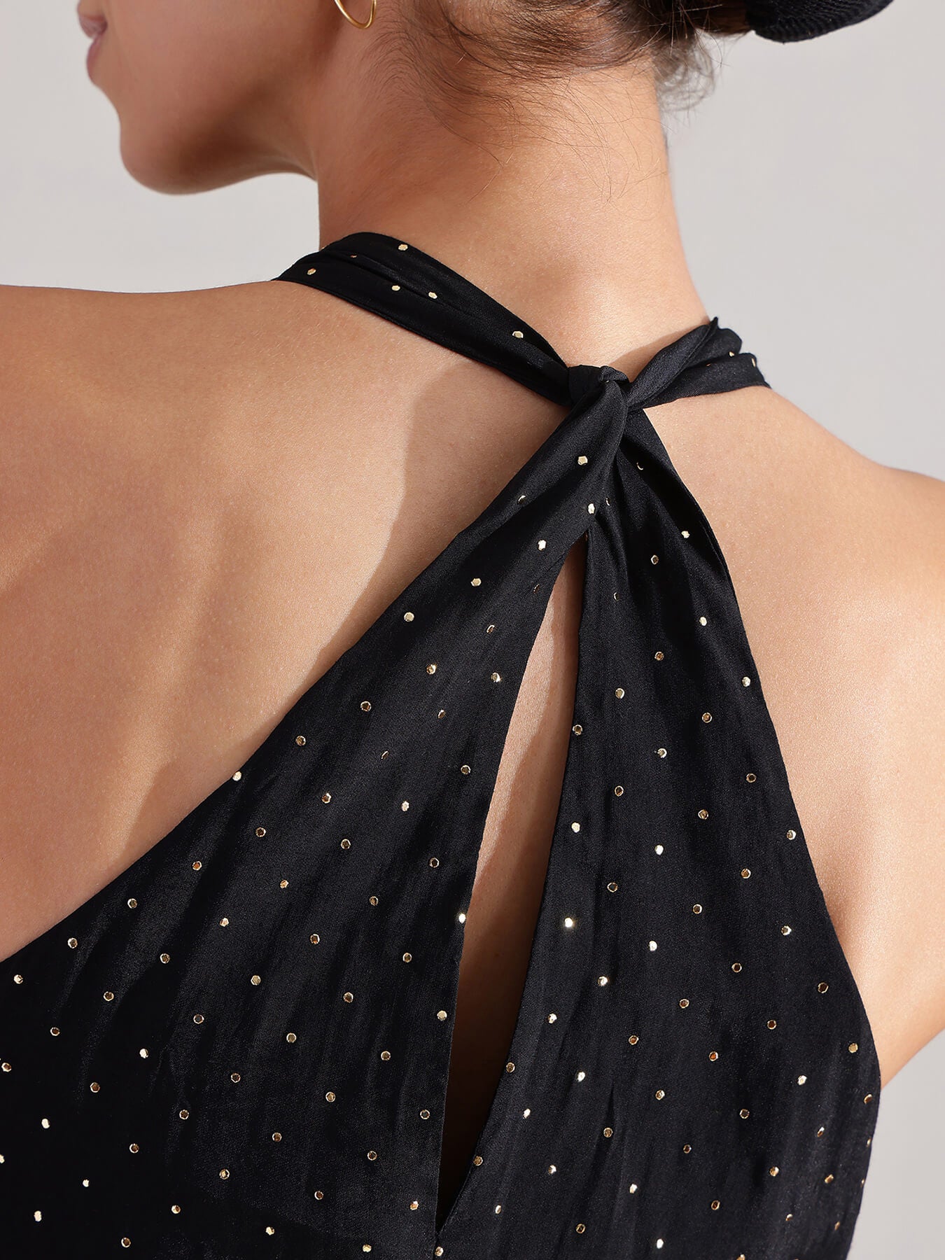 Silk Blend A-line Maxi Dress - Black
