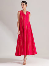 Viscose Geometric Print Sleeveless Dress - Pink